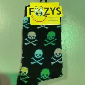 Foozys Women's Skull Pattern Socks - Black and Blue
